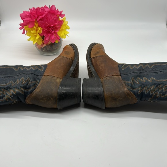 Double H Brown Black Cowboy Western Boots Size 9 COW6470 - Picture 4 of 6